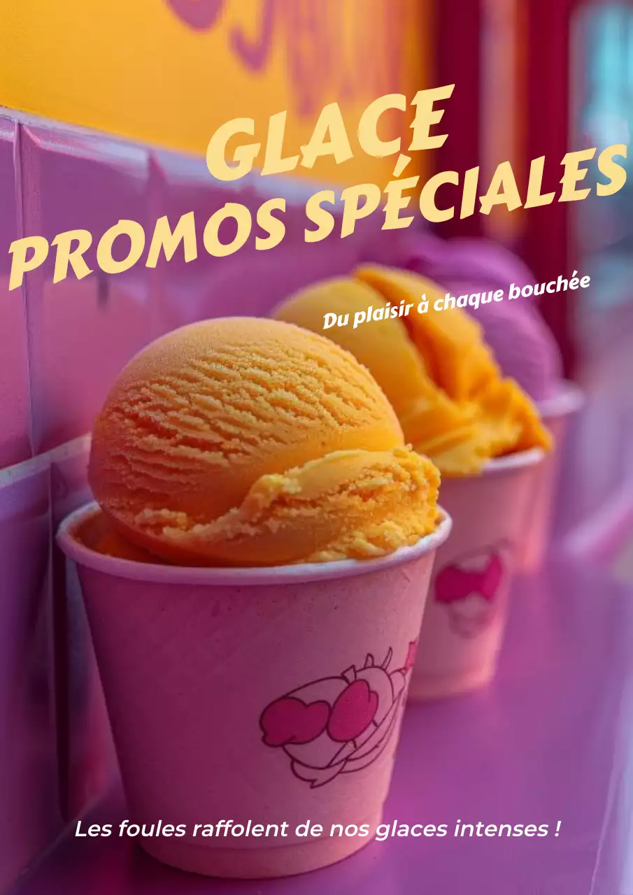 Affiche publicitaire pour une glace tendance arc-en-ciel