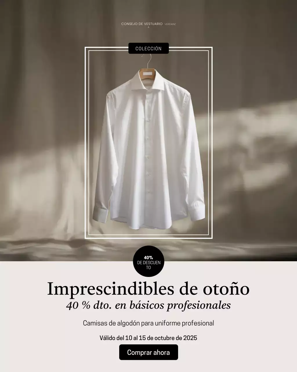 Publicación de Instagram de promoción de moda moderna en beige