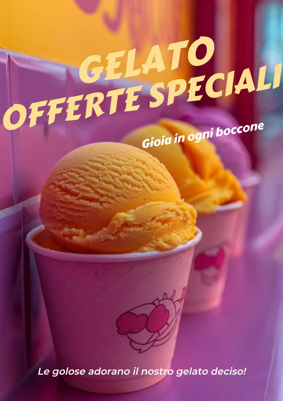 Manifesto pubblicitario del gelato alla moda arcobaleno