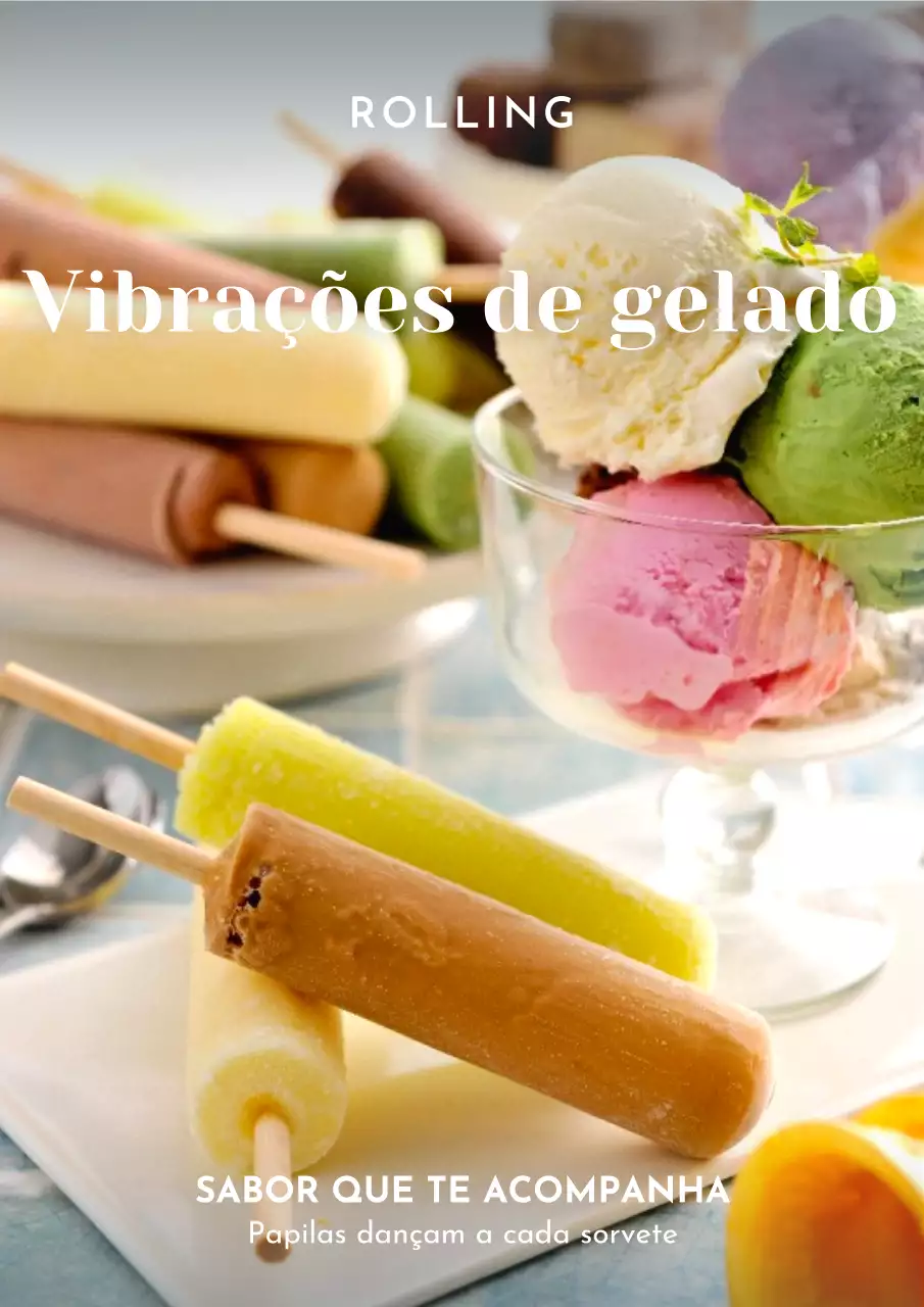 Pôster promocional de sorvete retrô bege