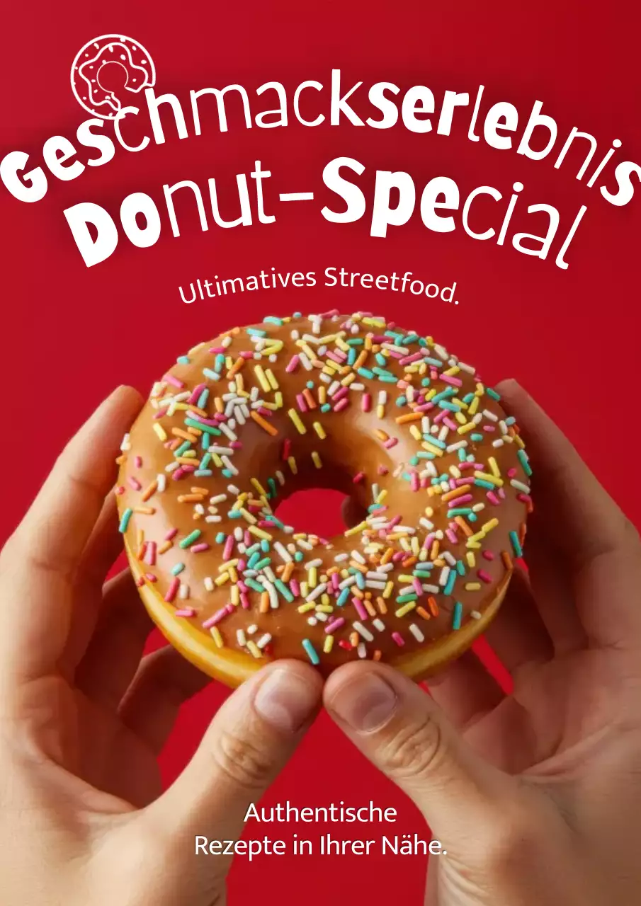 Rotes trendiges Donut-Werbeplakat