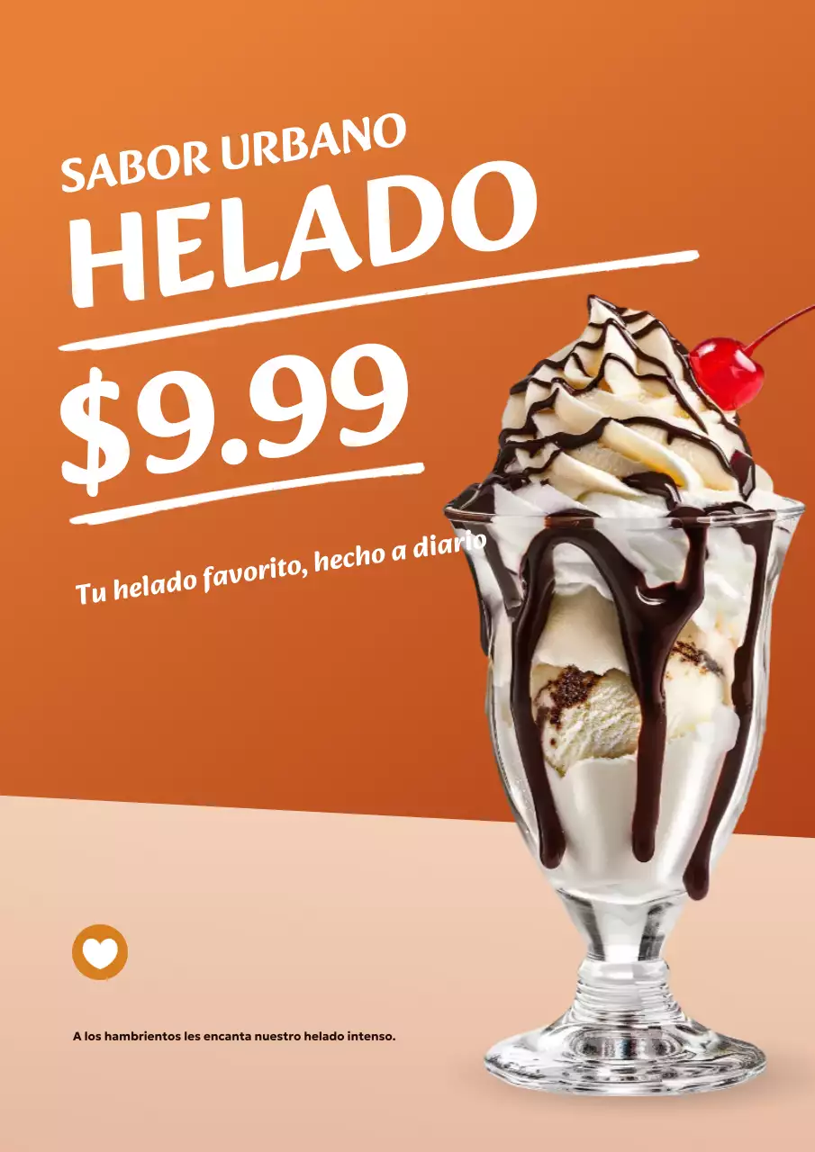Póster promocional de helado moderno de color naranja