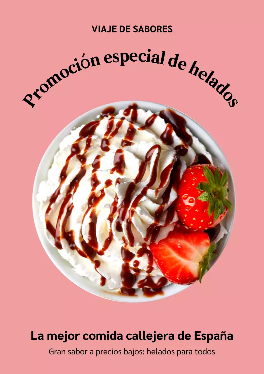 Póster promocional de helado moderno de color rosa