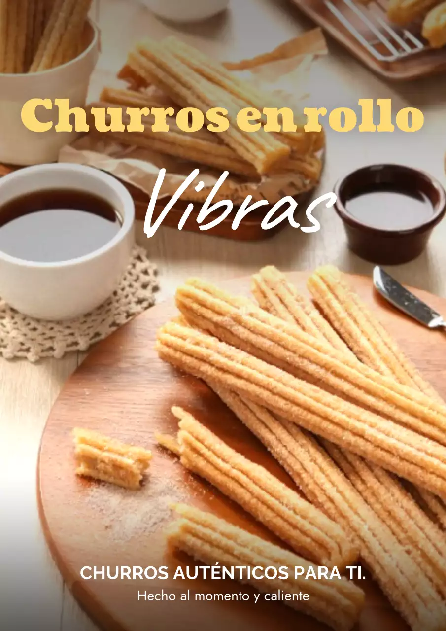 Cartel publicitario de churros rústicos marrones