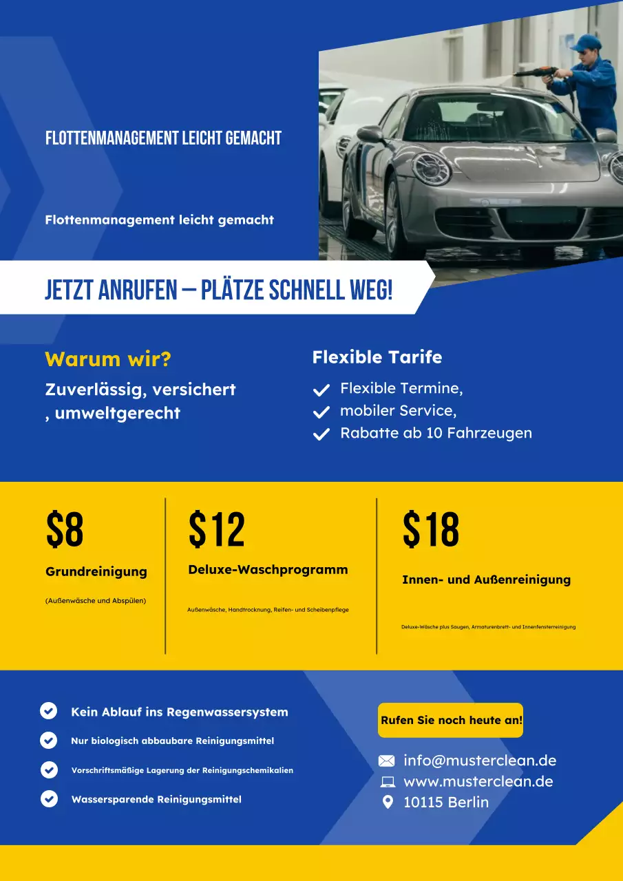 Vorschlag für eine blaue und gelbe Flottenwäsche Poster