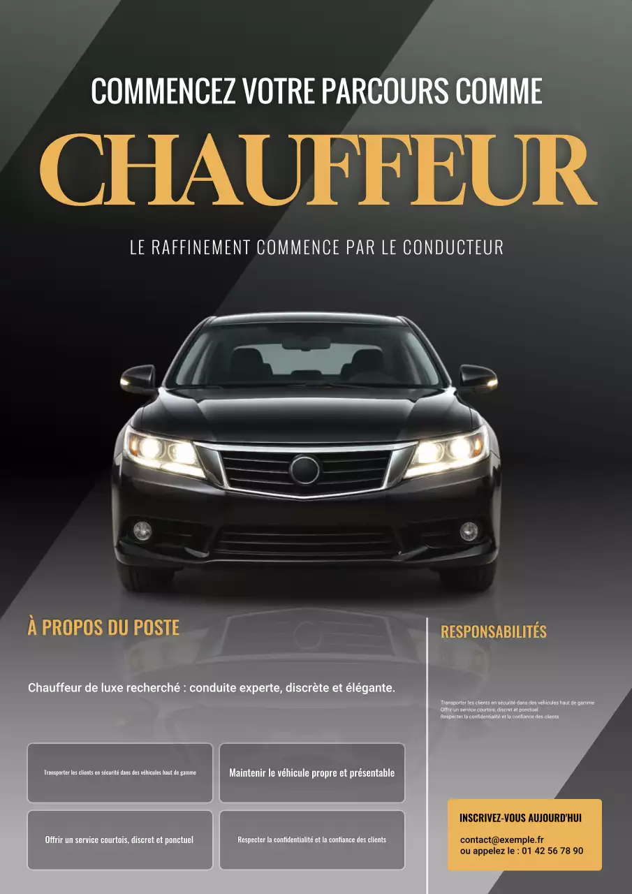 Affiche de recrutement jaune et gris foncé