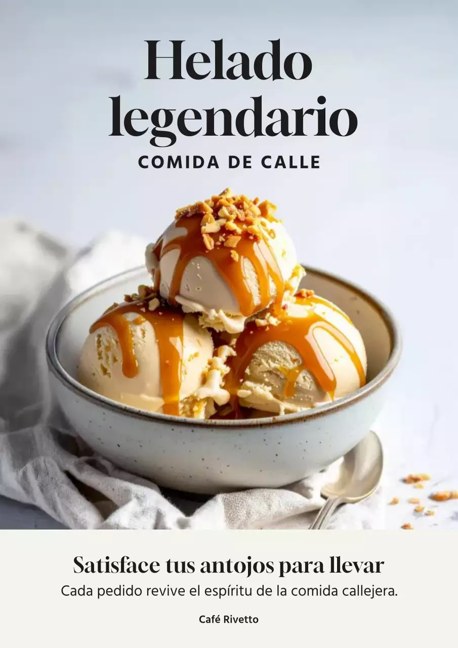 Cartel publicitario de helado moderno beige