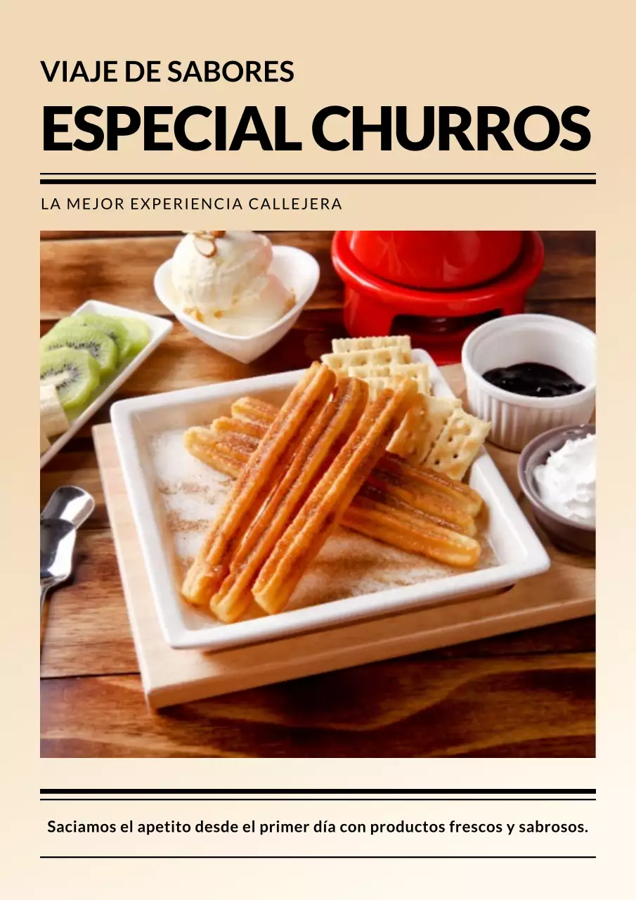 Cartel publicitario de comida callejera rústica beige