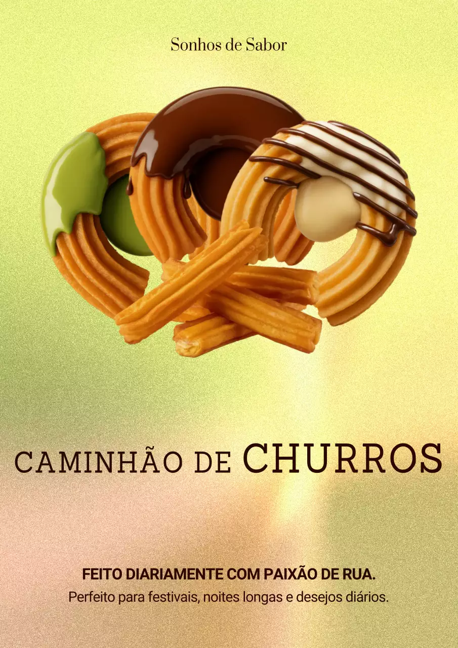 Cartaz de propaganda de churros retrô marrom