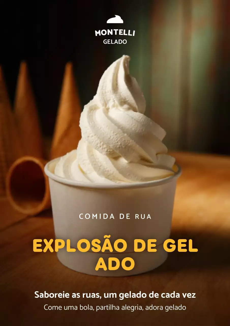 Cartaz de anúncio de sorvete clássico marrom