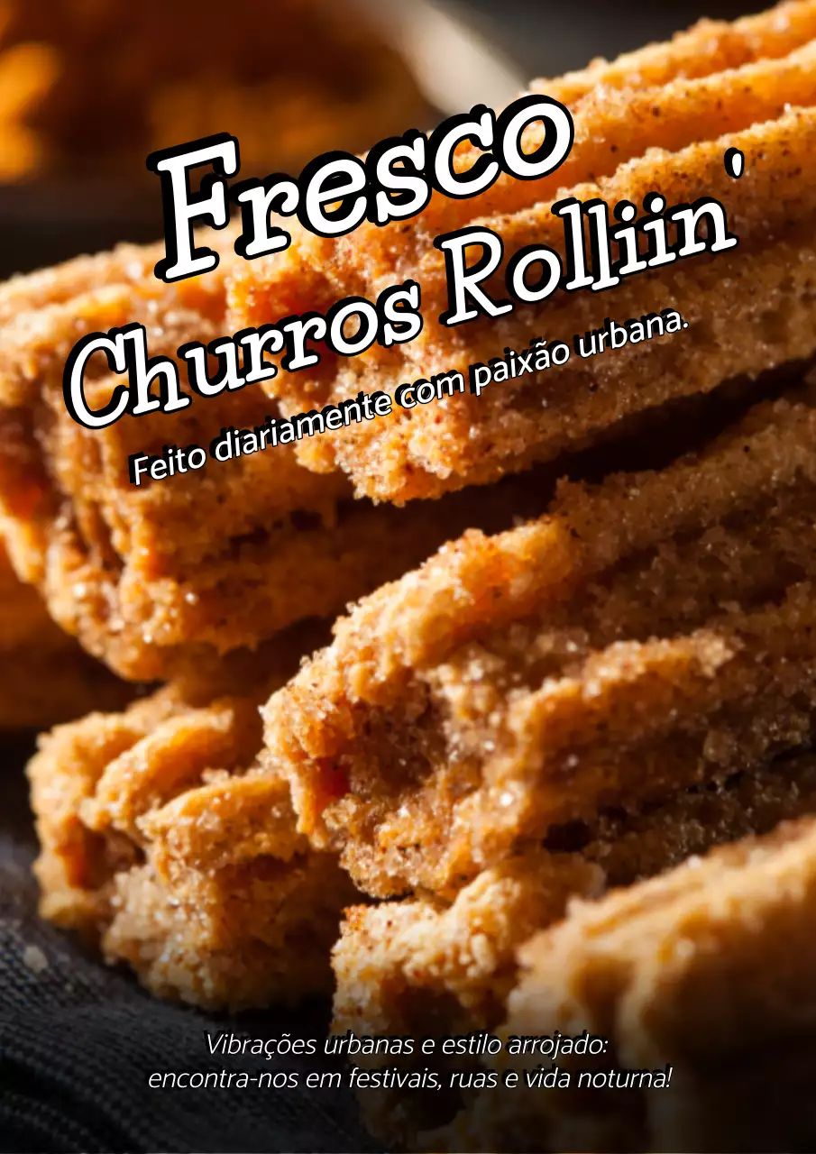 Cartaz promocional de churros da moda marrom