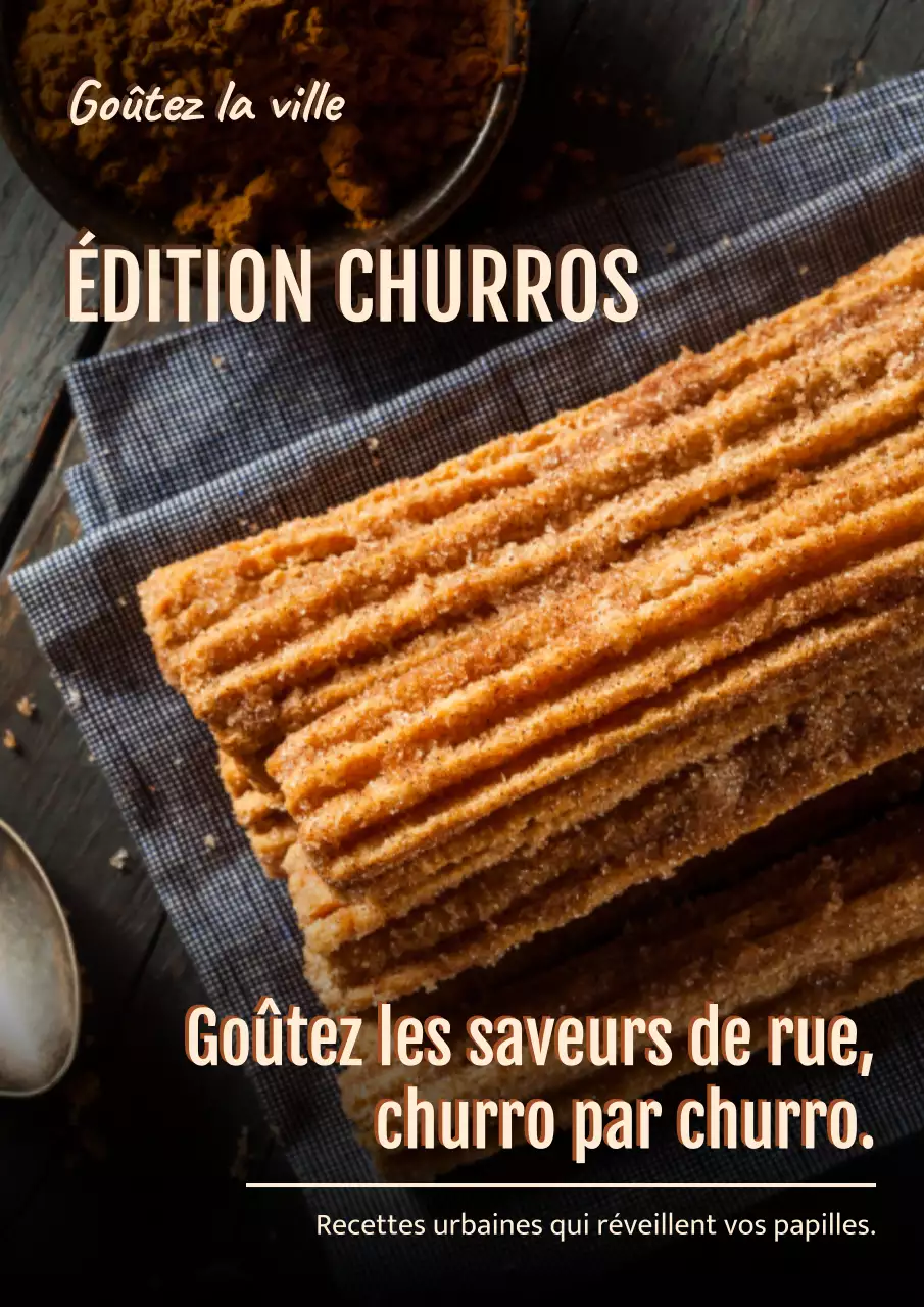 Affiche publicitaire pour les churros rustiques