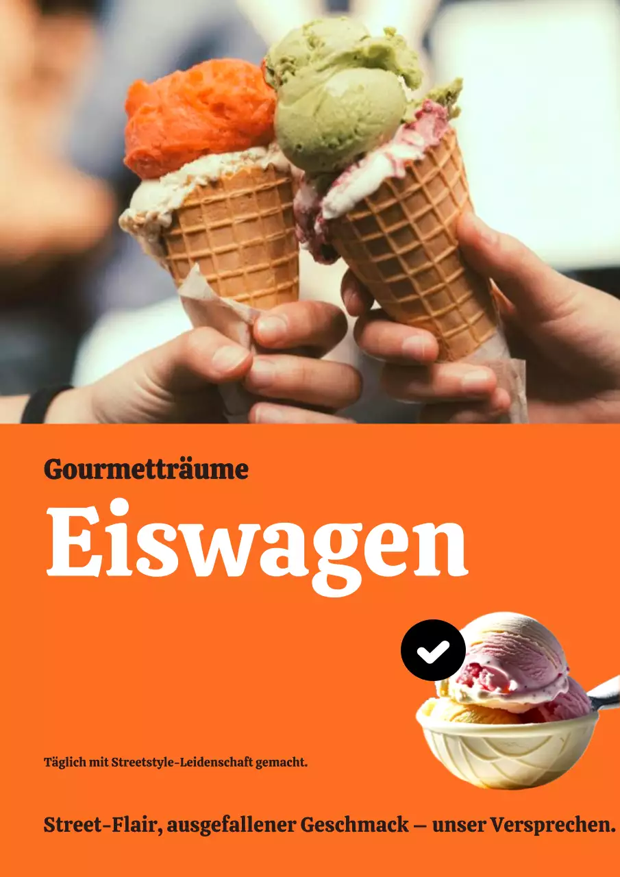 Orange Retro-Eiscreme-Werbung Poster