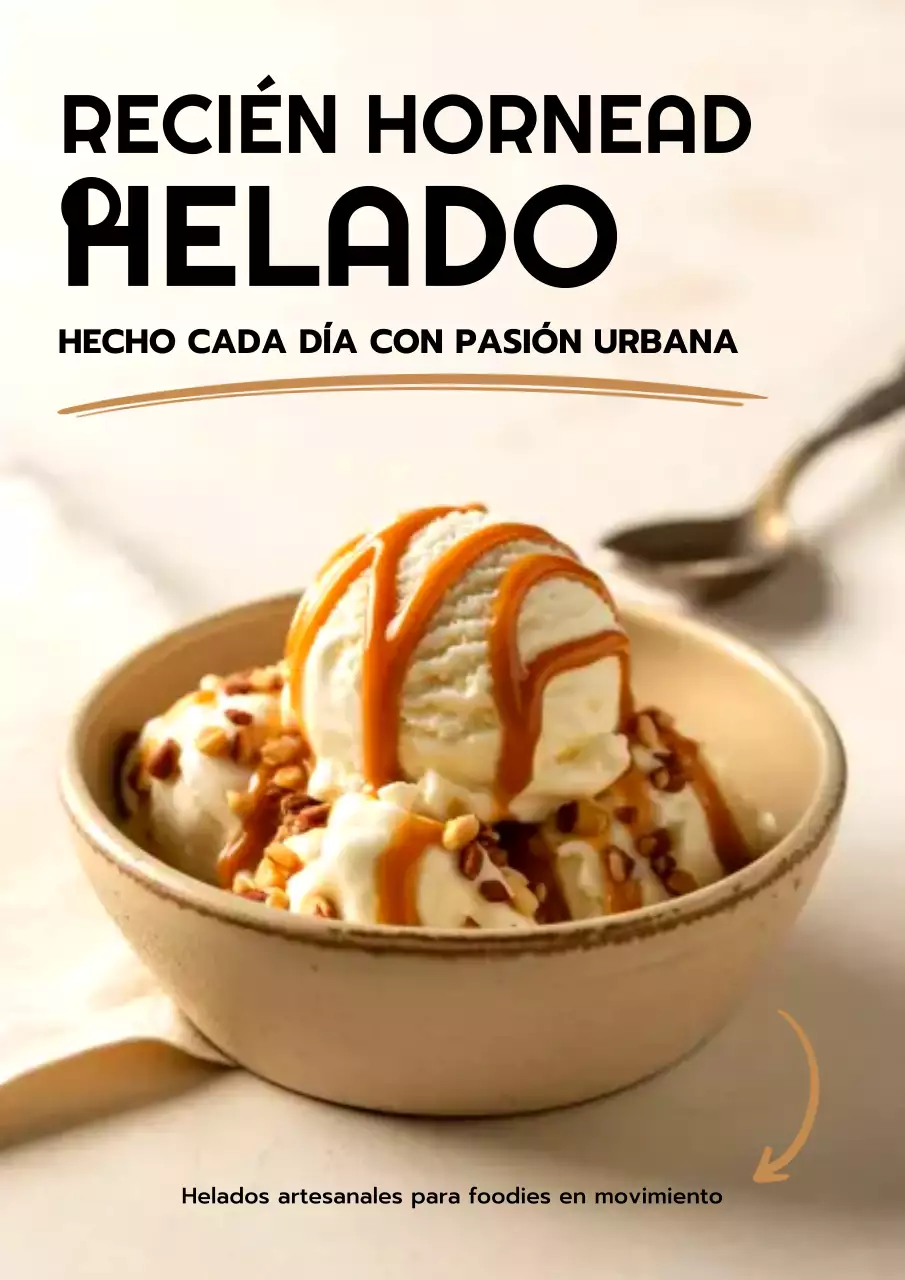 Póster promocional de postres de moda en beige
