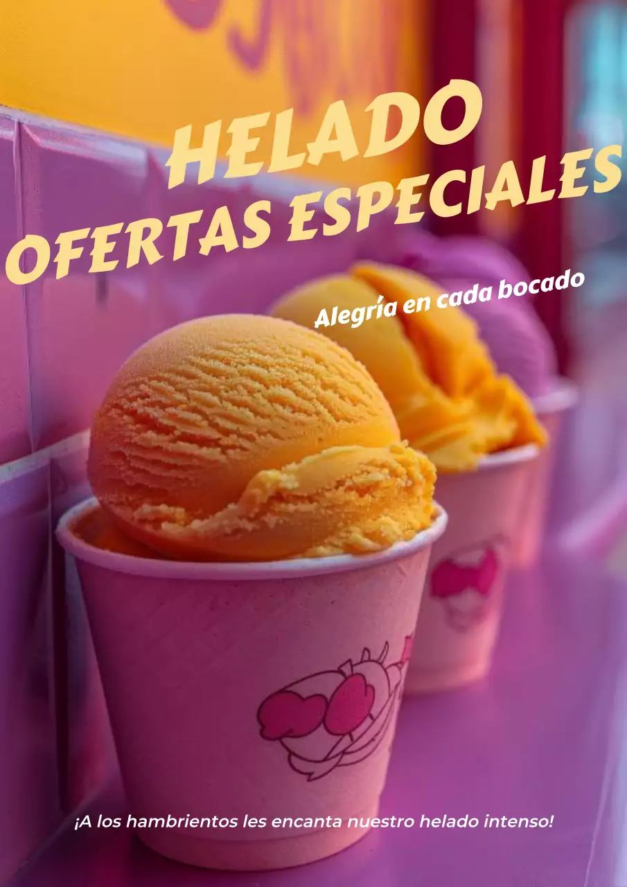 Cartel publicitario de helado de moda arcoíris