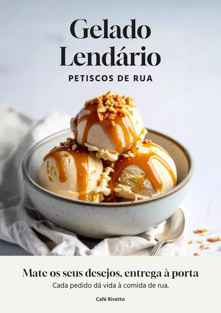 Cartaz de anúncio de sorvete moderno bege