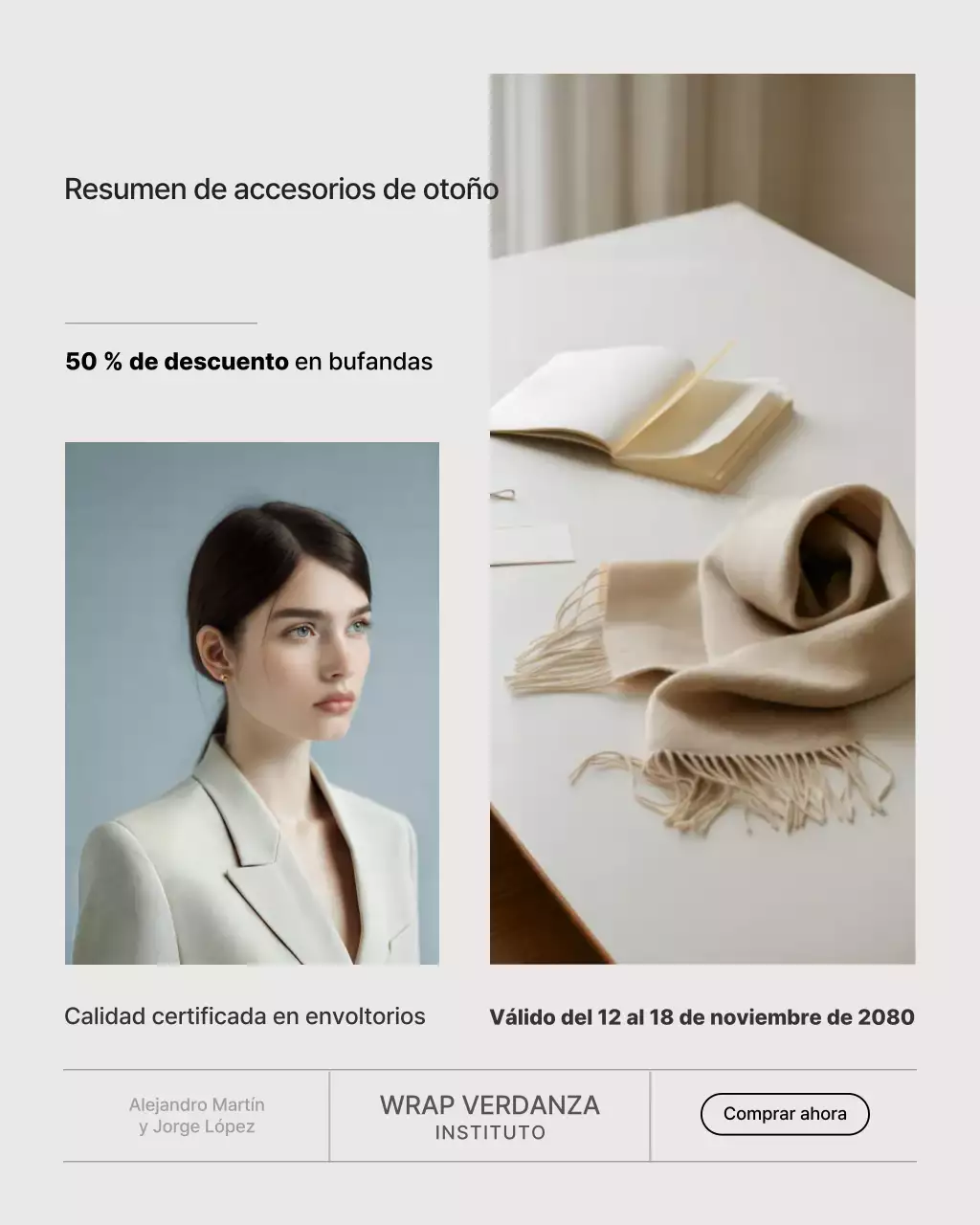 Publicación de Instagram de promoción de moda moderna en beige
