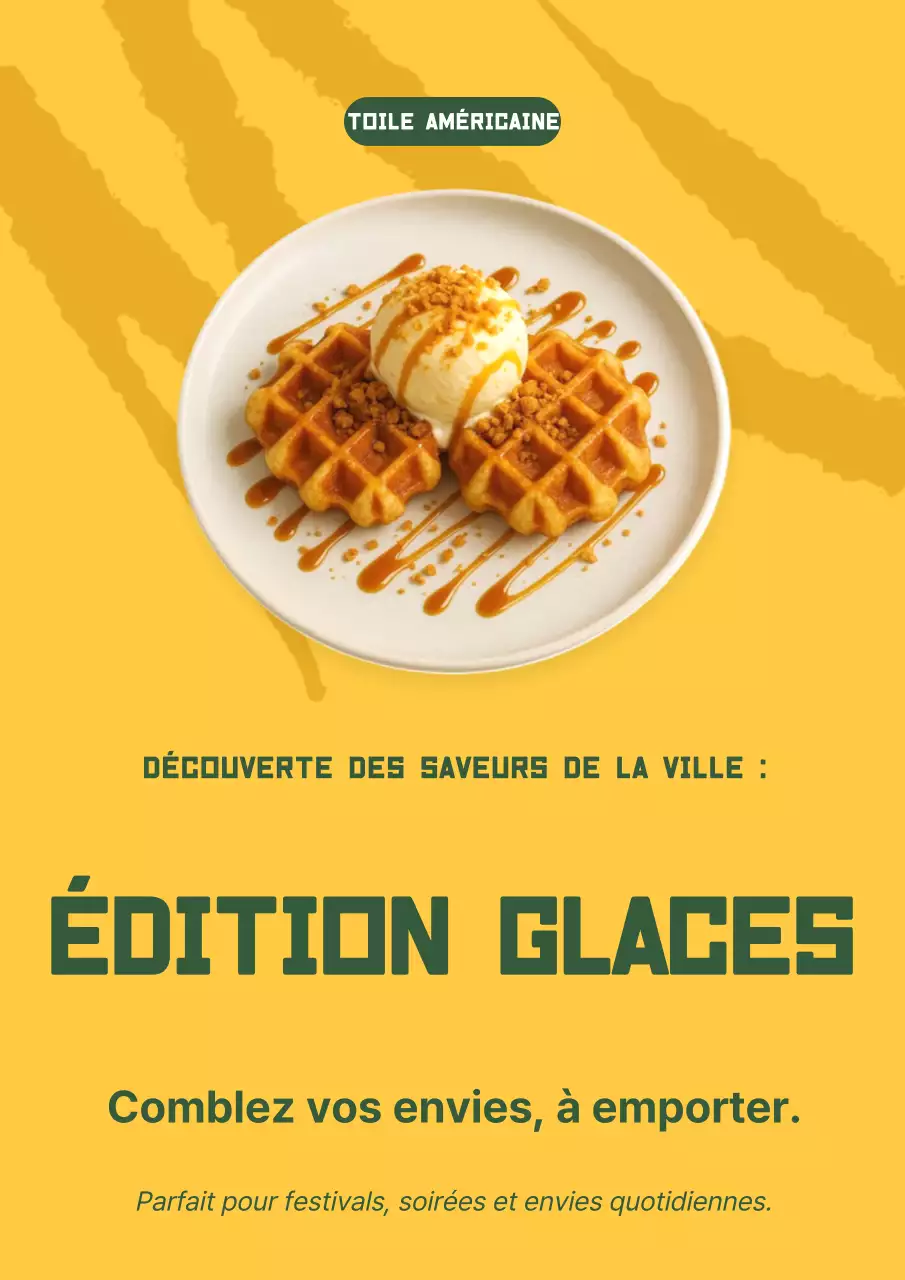 Affiche promotionnelle de dessert rétro jaune