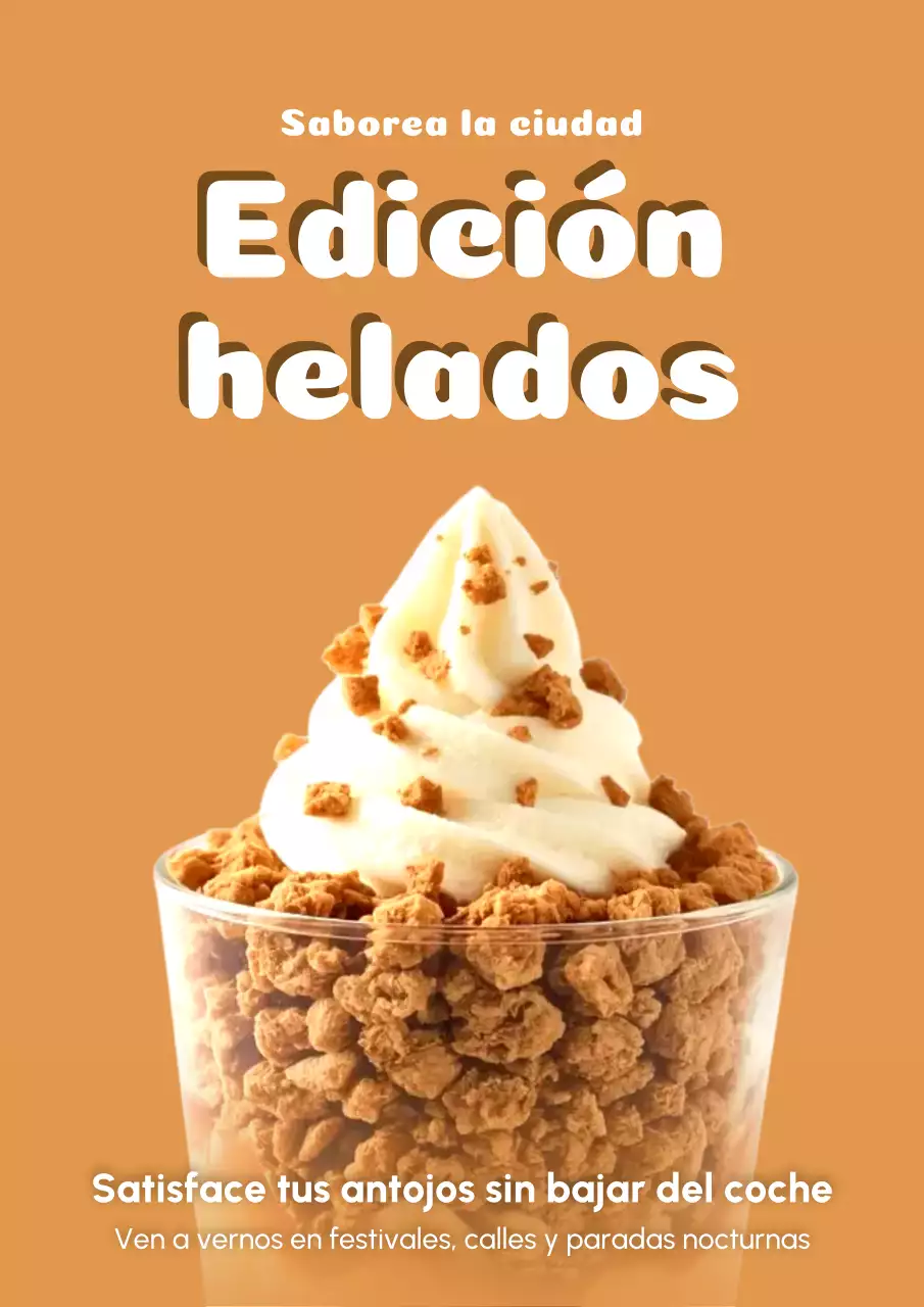 Póster promocional de postres modernos de color naranja