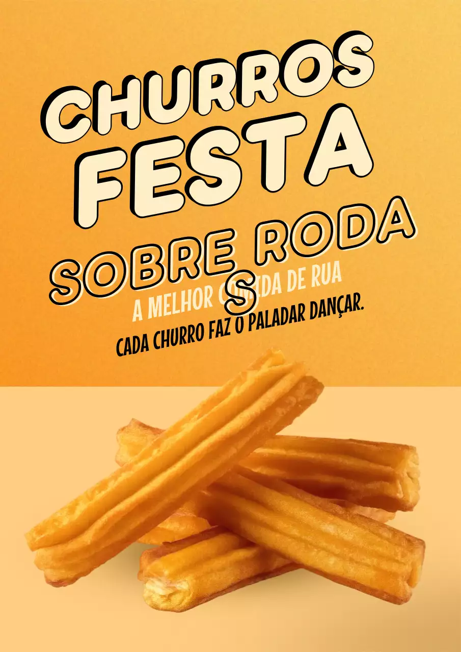 Cartaz promocional de comida de rua retrô laranja