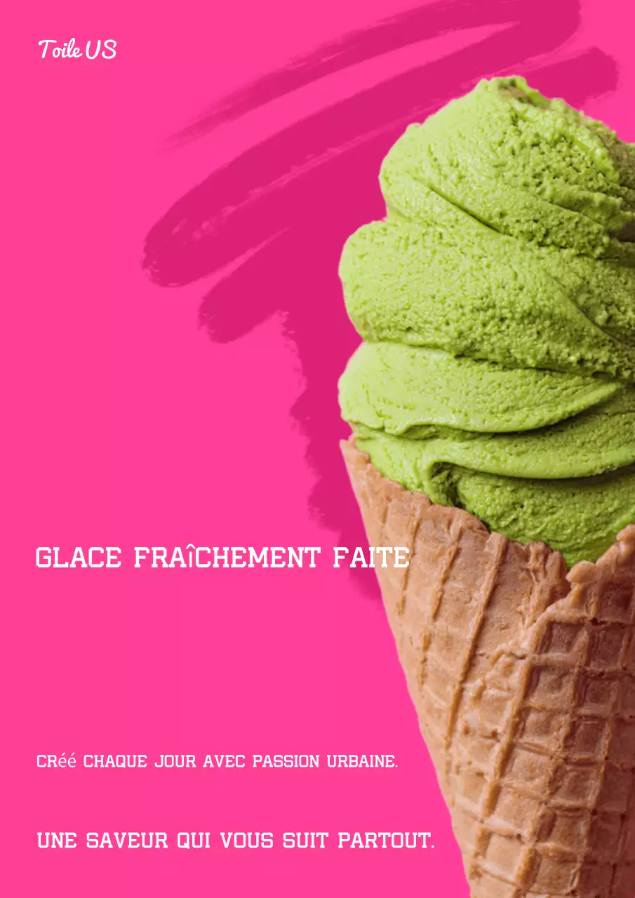Affiche publicitaire de crème glacée tendance verte