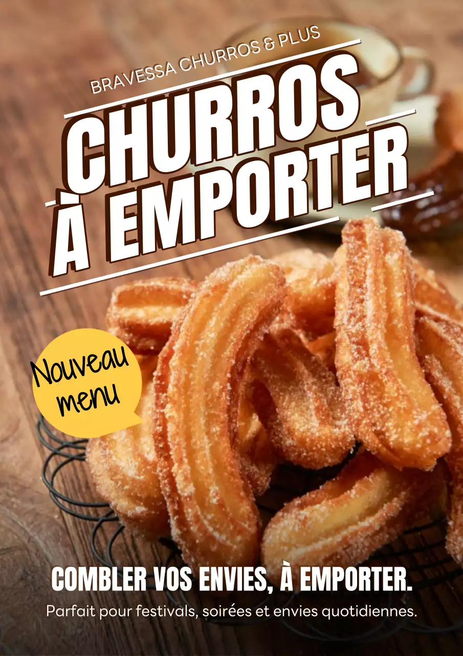 Affiche publicitaire de nourriture de rue rustique marron