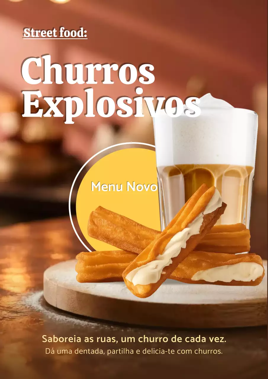Cartaz de propaganda de comida de rua rústica marrom