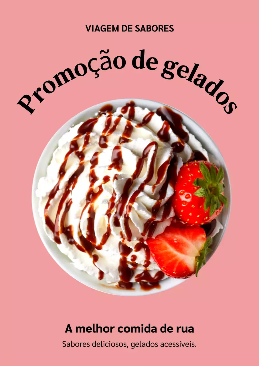 Pôster promocional de sorvete moderno rosa