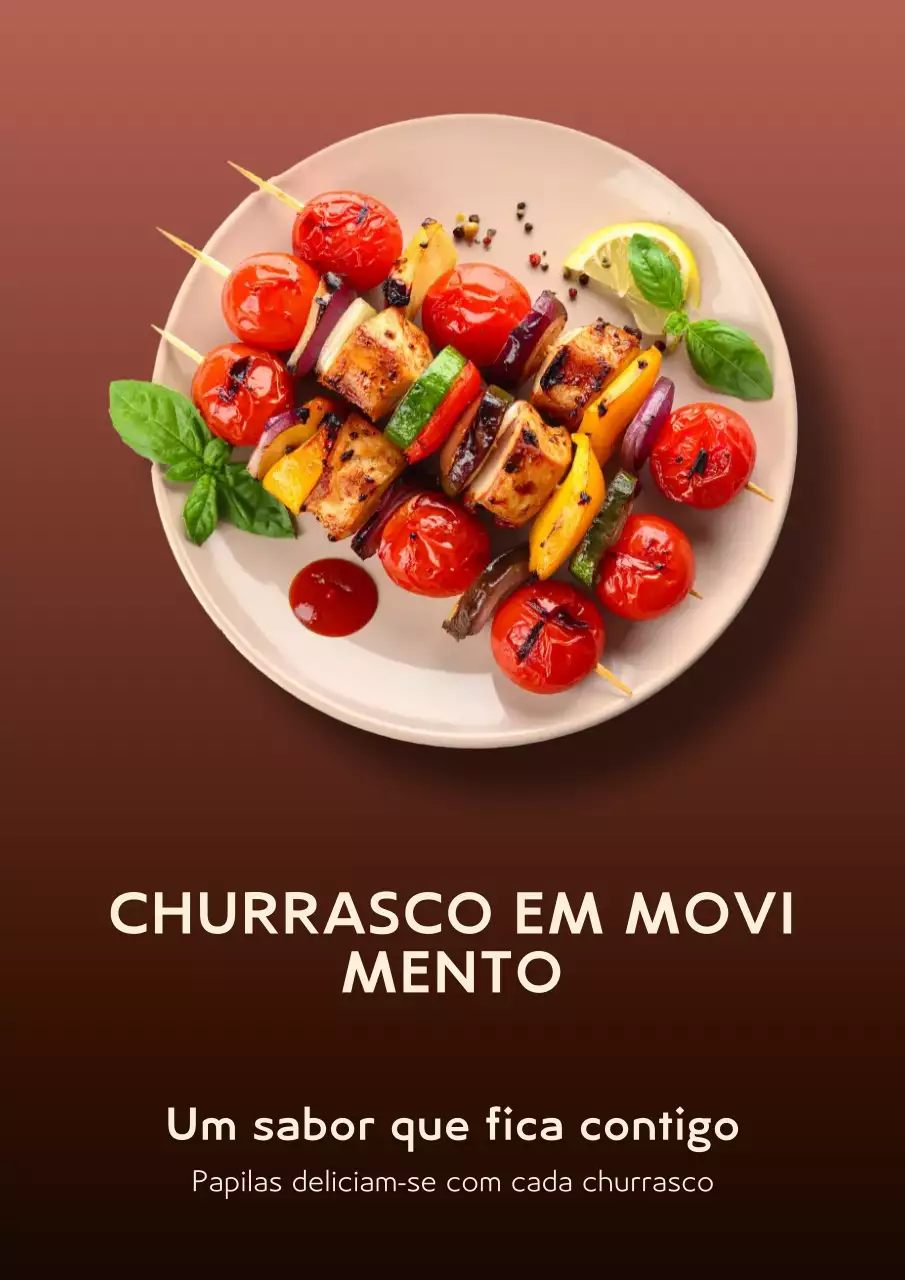 Cartaz promocional de churrasco moderno marrom