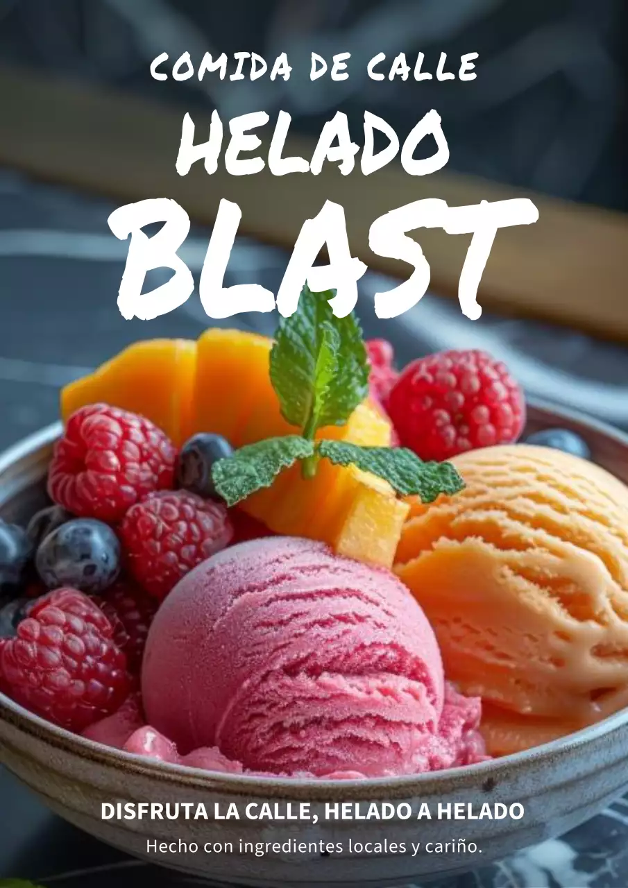 Cartel de promoción de helado rústico colorido
