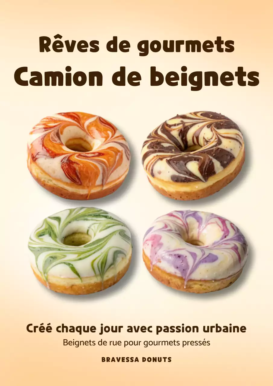 Affiche publicitaire beige Trendy Donuts