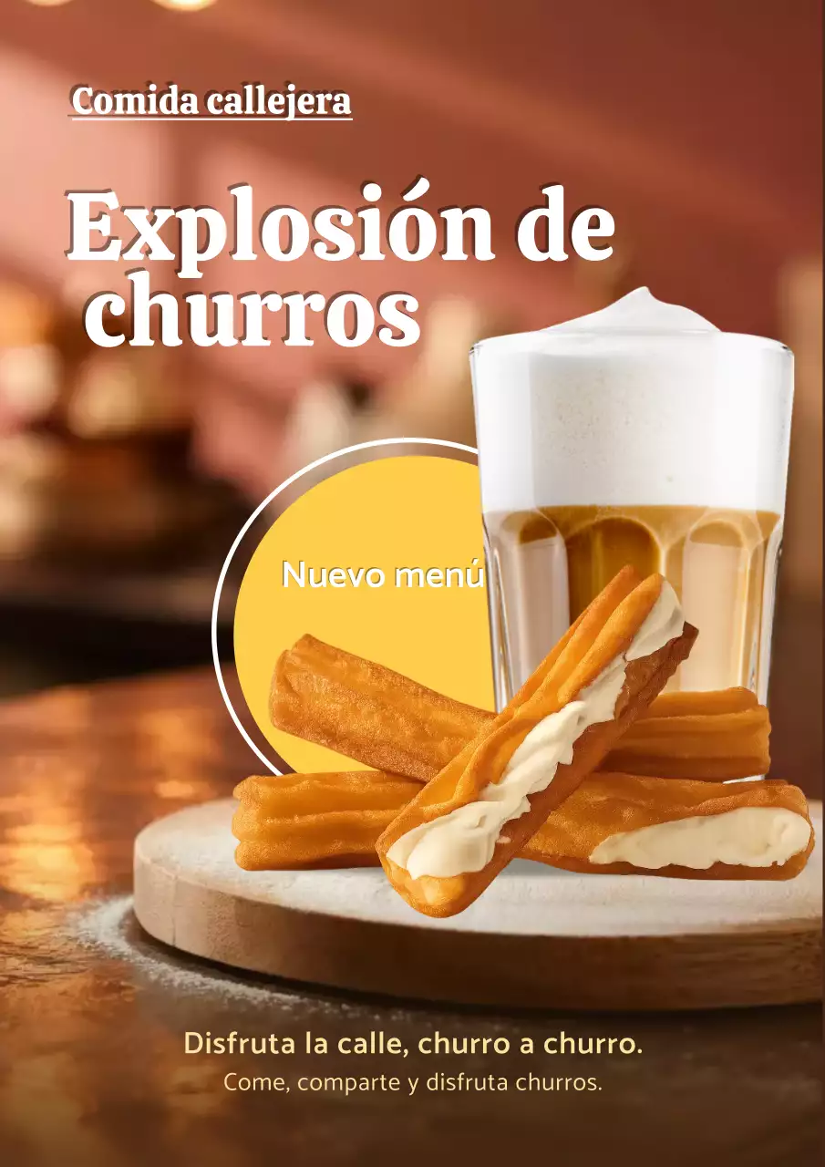 Cartel publicitario de comida callejera rústica marrón