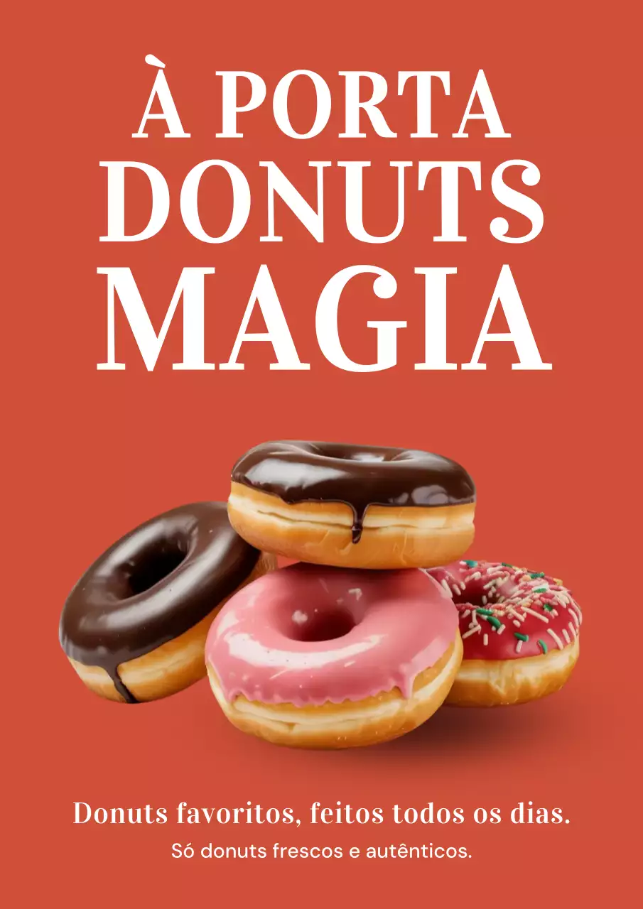 Cartaz promocional de donuts retrô vermelhos