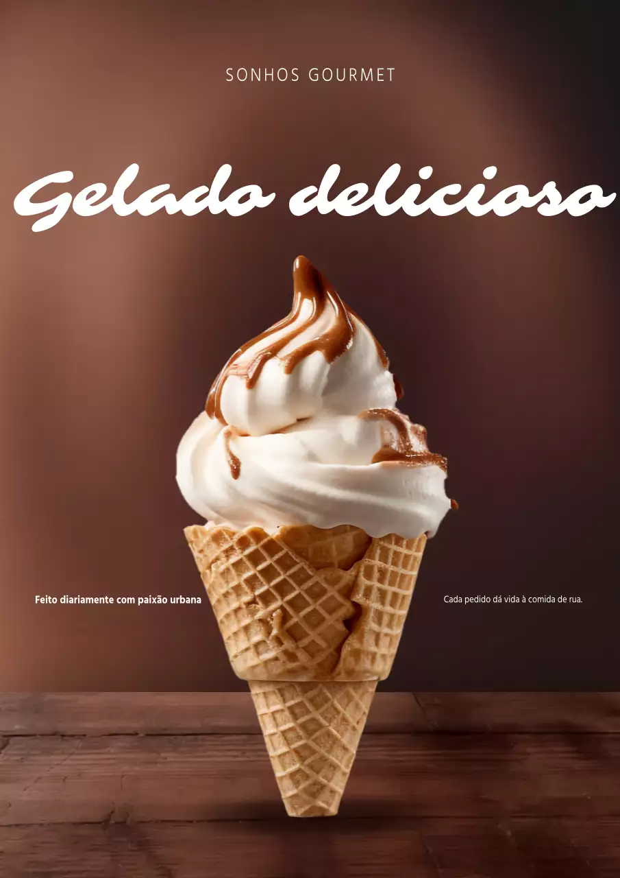 Pôster de propaganda de sorvete retrô marrom