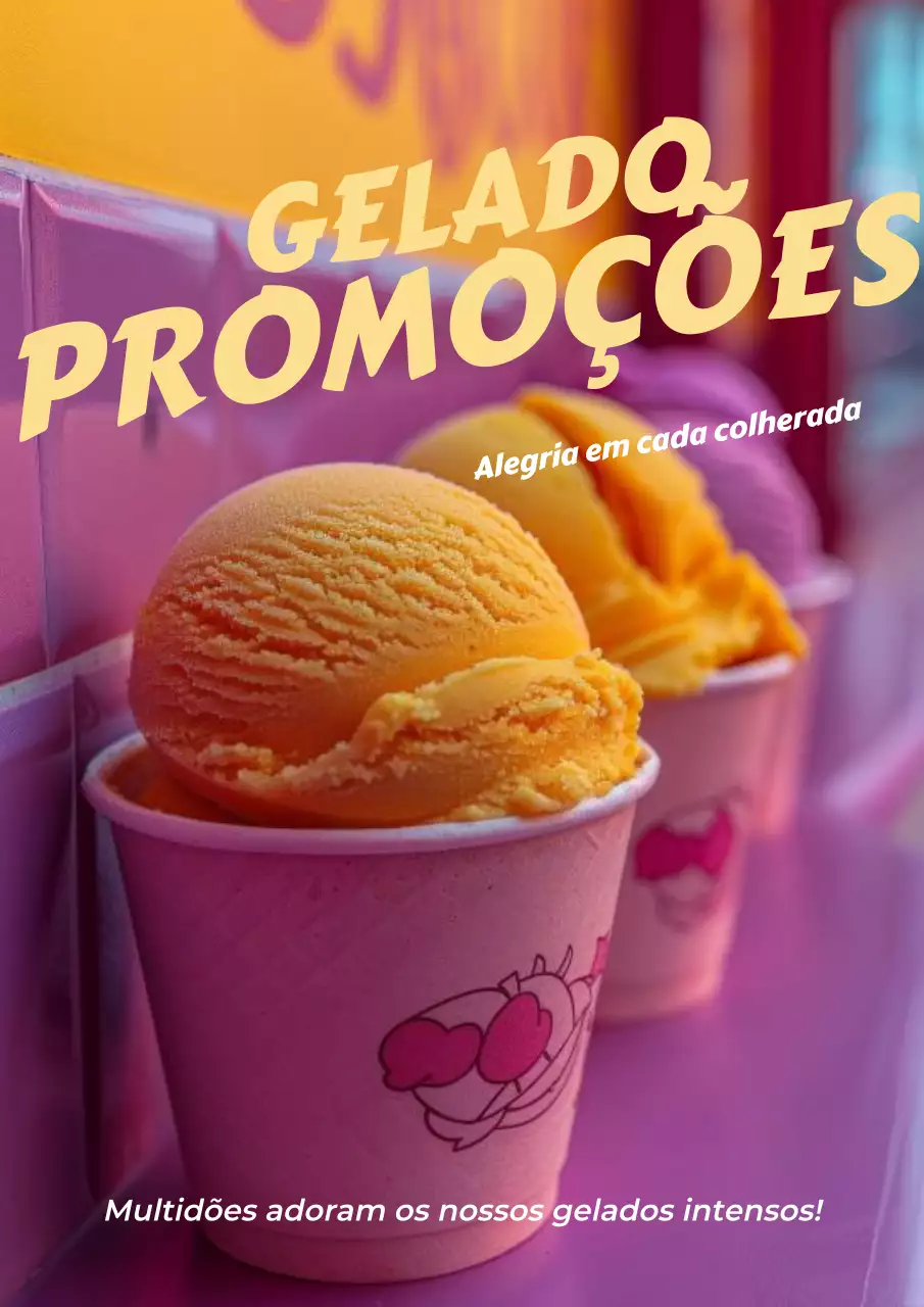 Cartaz de propaganda de sorvete da moda arco-íris