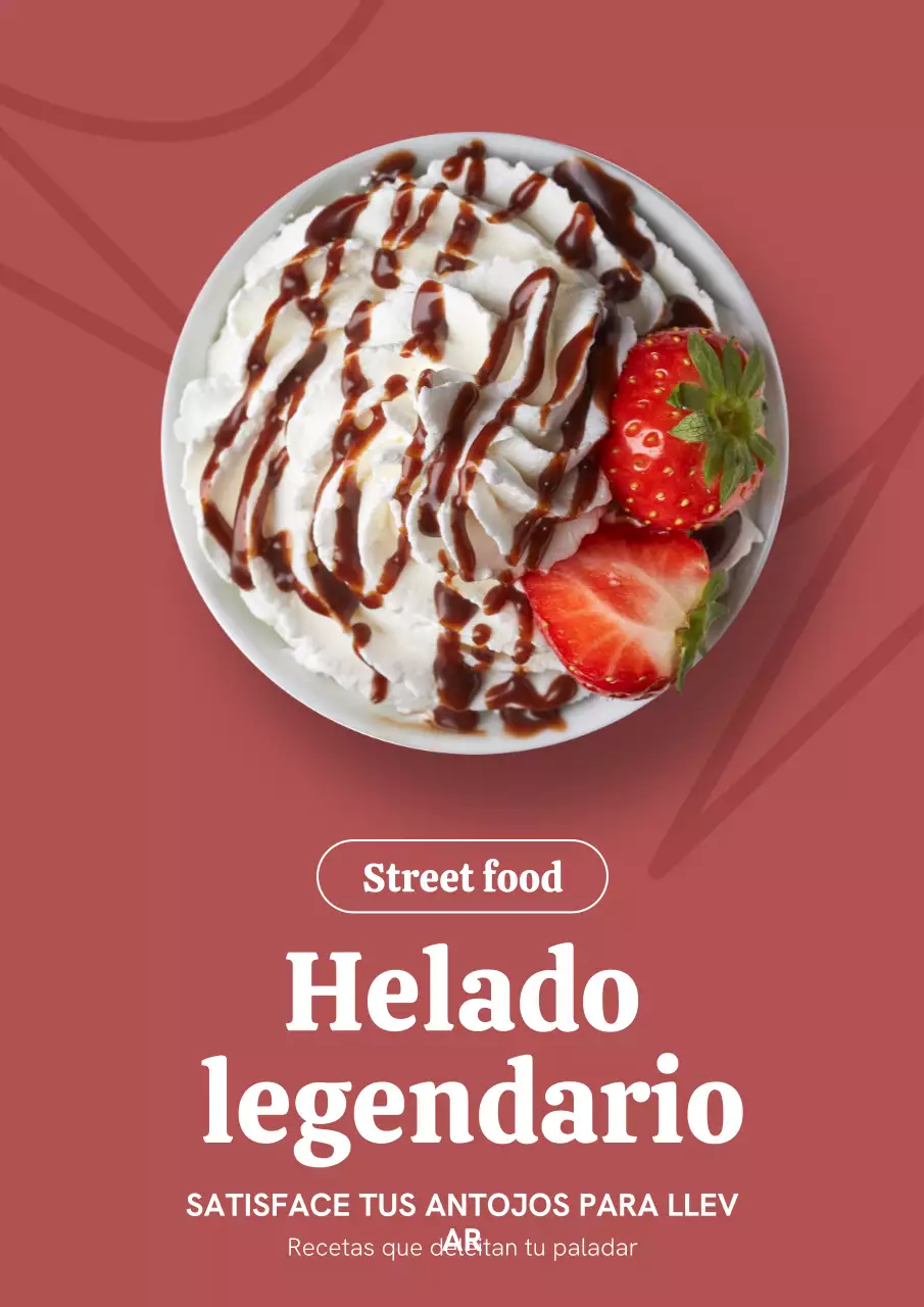 Cartel promocional de postres de moda en rojo