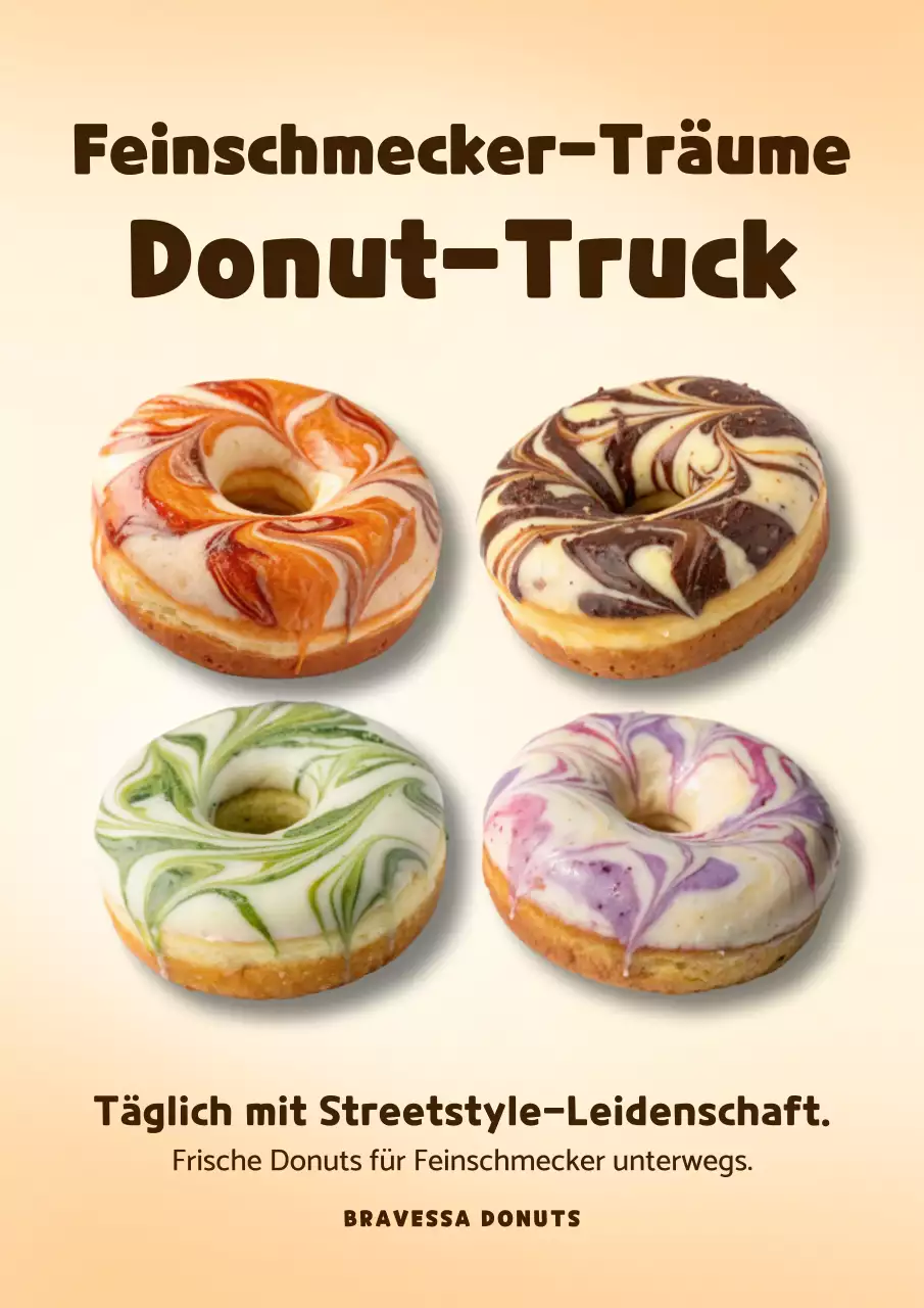 Beiges trendiges Donuts-Werbeplakat