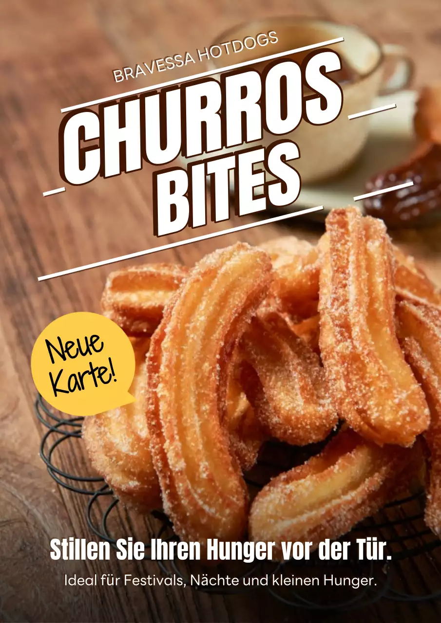 Braunes rustikales Street Food-Werbungsplakat