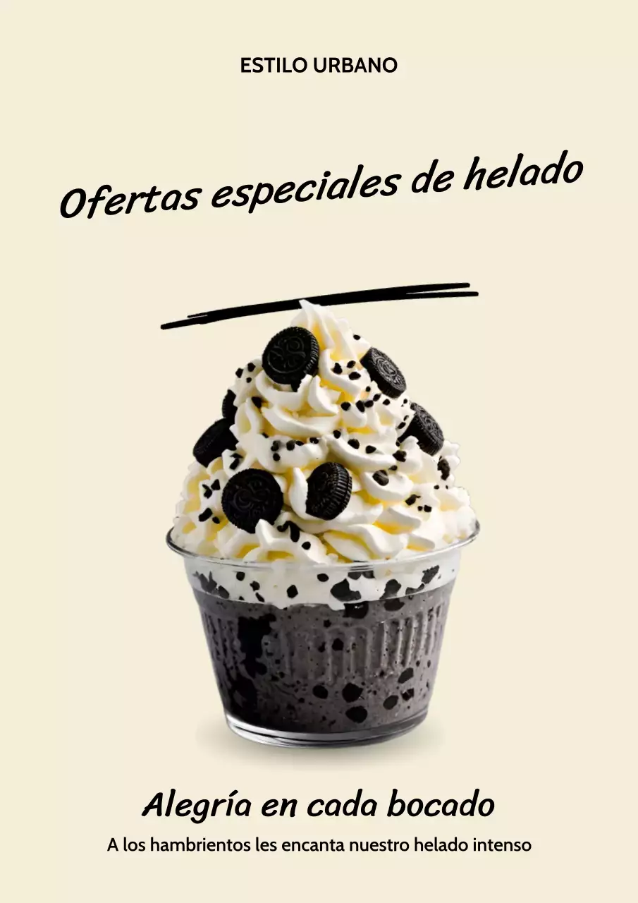 Póster promocional de postres retro rosa