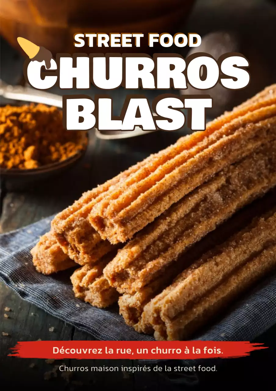 Affiche publicitaire pour churros rustiques marron