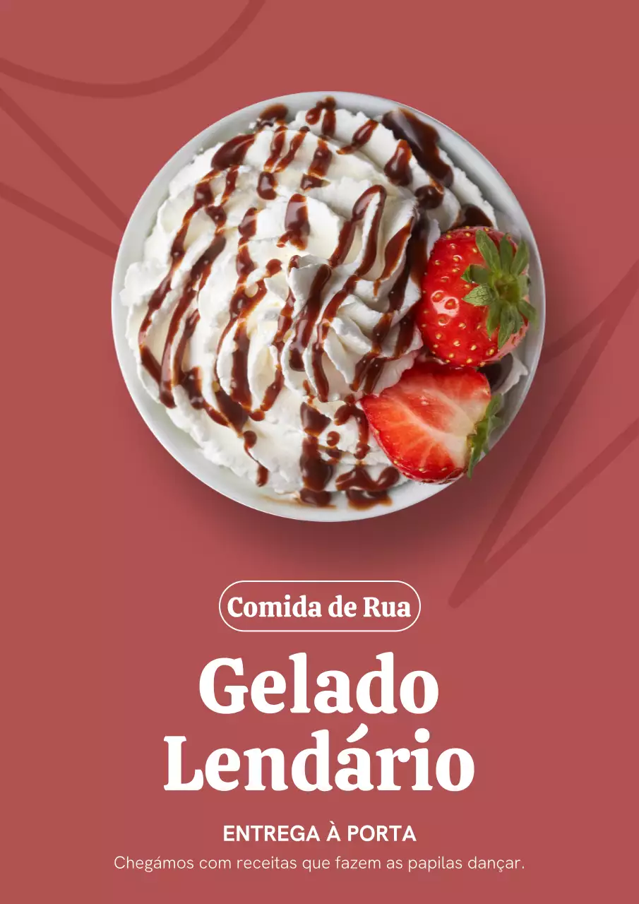 Cartaz promocional de sobremesas vermelhas da moda