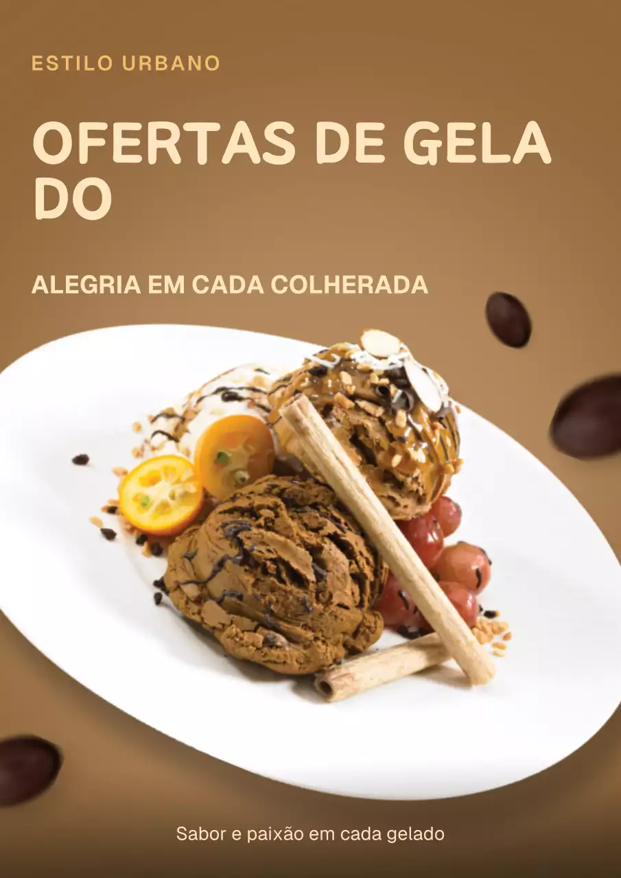 Cartaz promocional de sobremesas da moda laranja