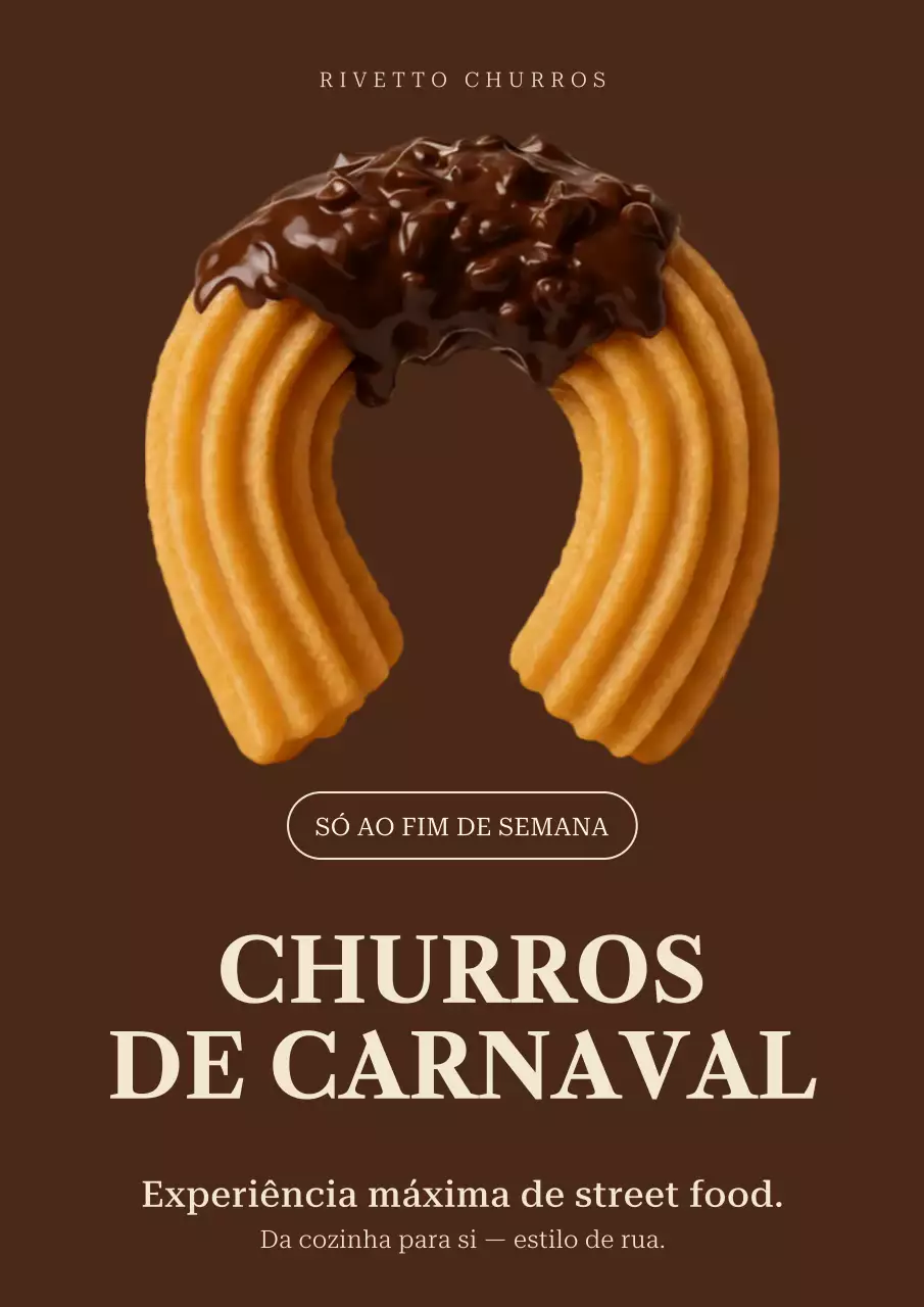 Cartaz promocional de comida rústica marrom