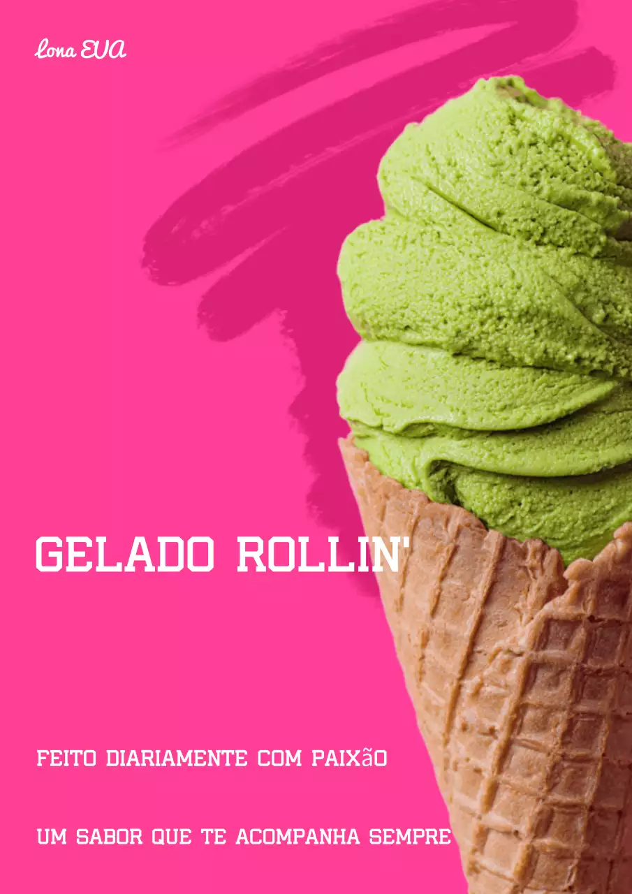 Cartaz de propaganda de sorvete verde da moda