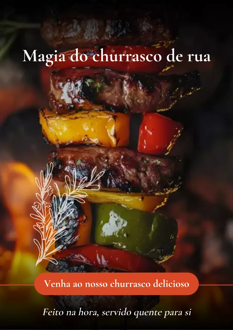 Pôster mágico do churrasco na calçada