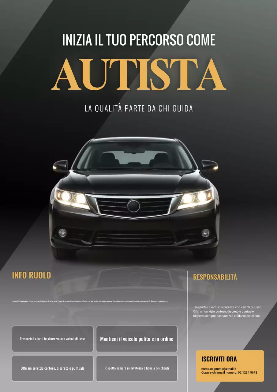 Poster di reclutamento giallo e grigio scuro