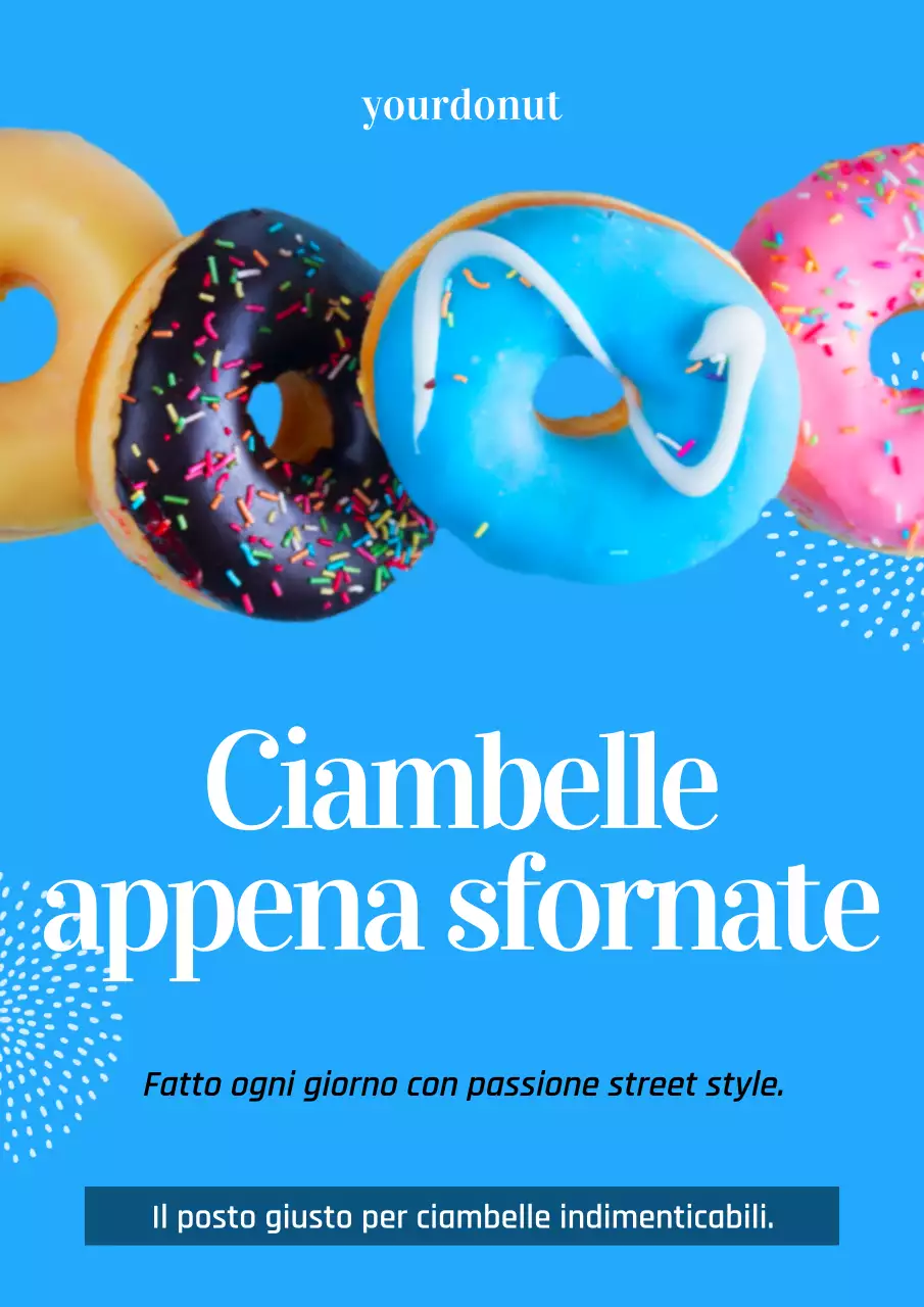 Manifesto pubblicitario di Blue Trendy Donuts