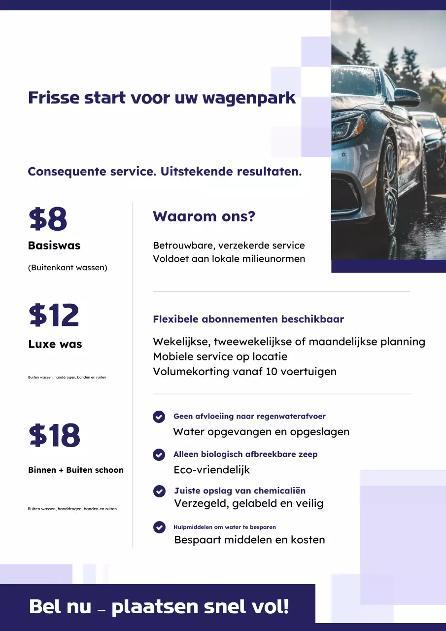 Poster met voorstel voor een paars-groene Fleet Wash