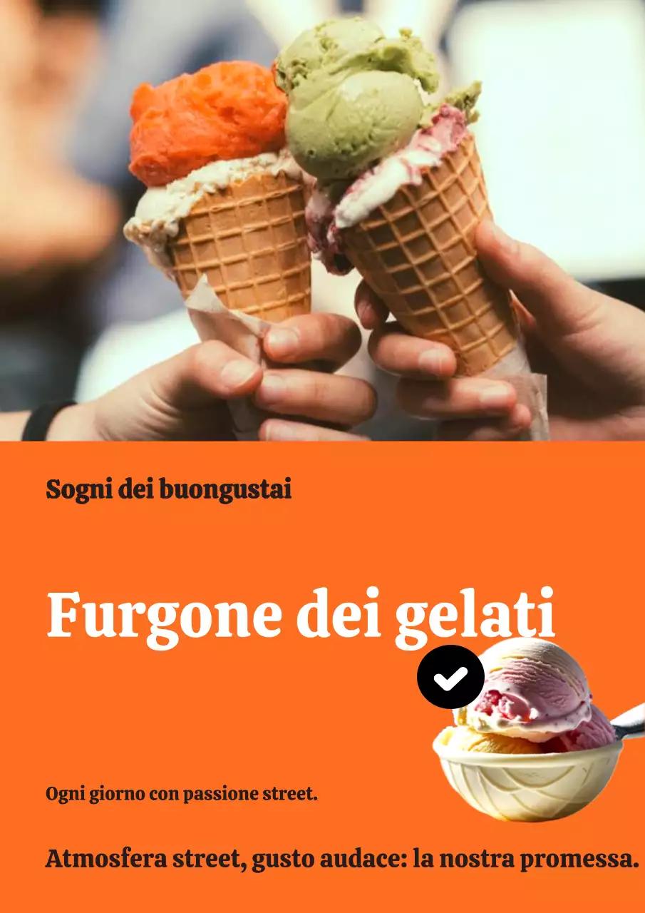 Manifesto pubblicitario del gelato retrò arancione