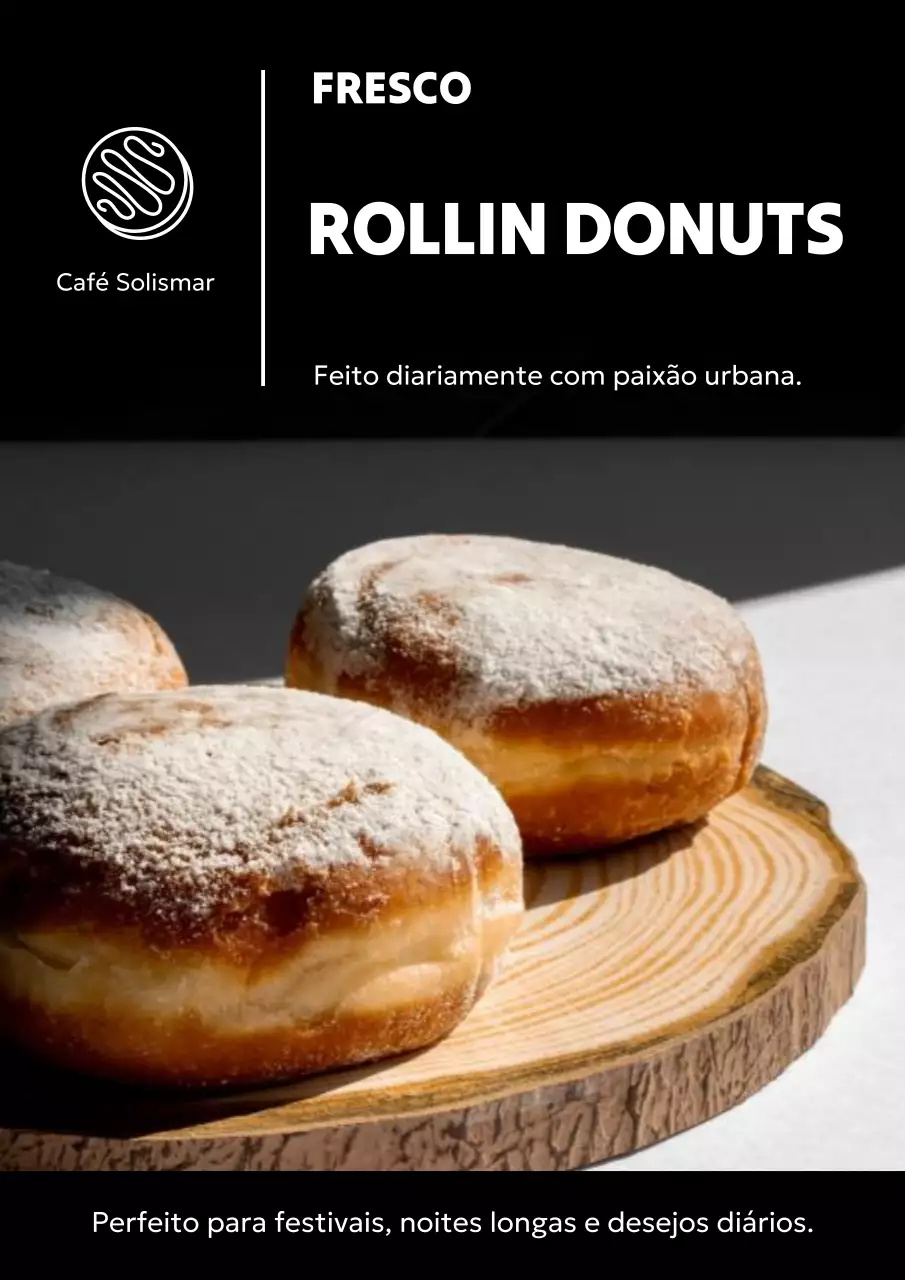 Cartaz promocional de donut rústico marrom